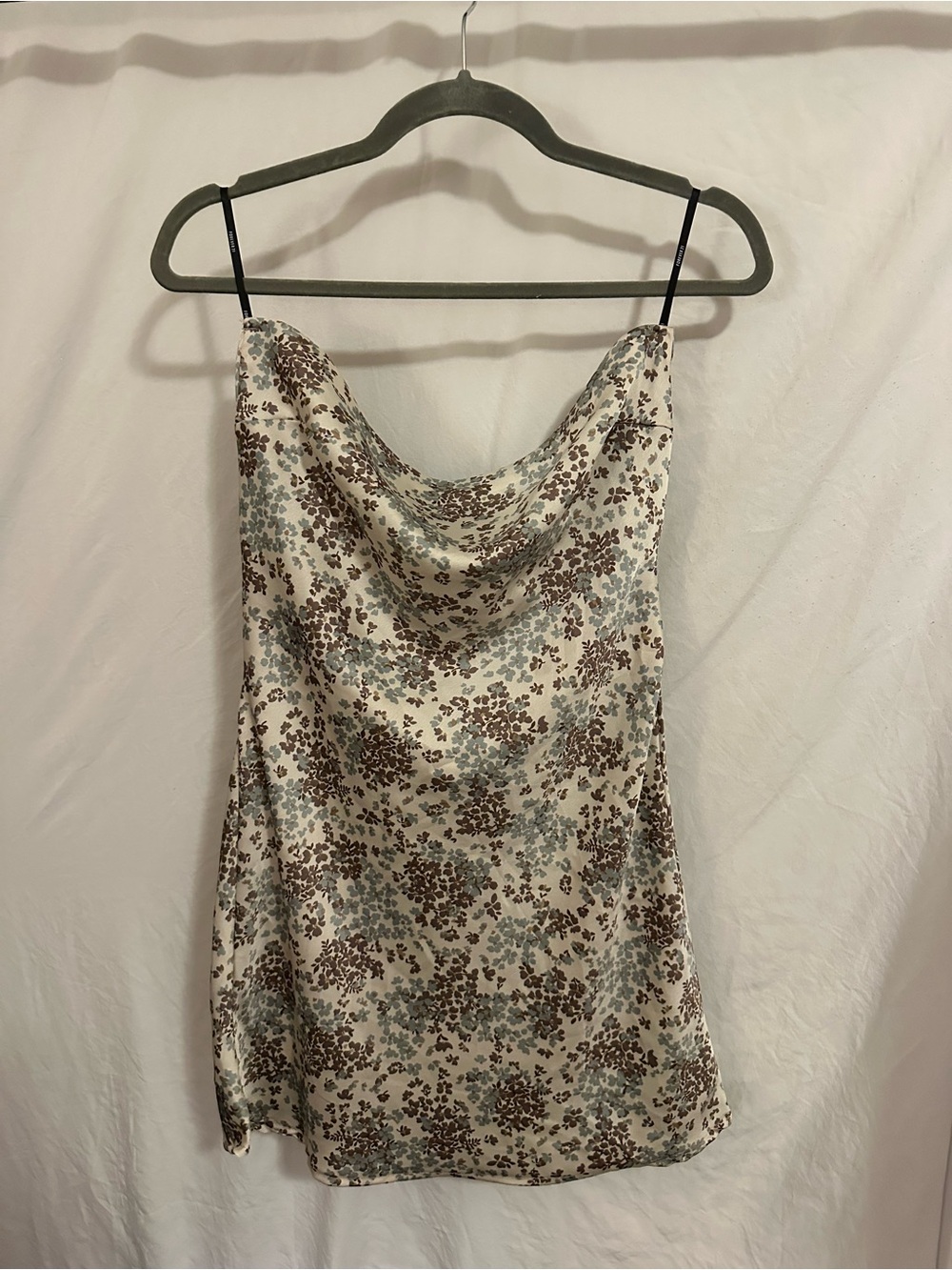 Forever 21 Cream Floral Cowl Neck Slip Camisole